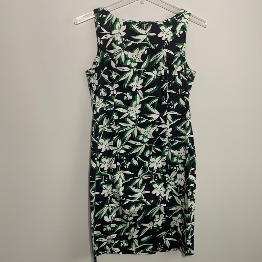 Chaps Navy, Green, and White Dress